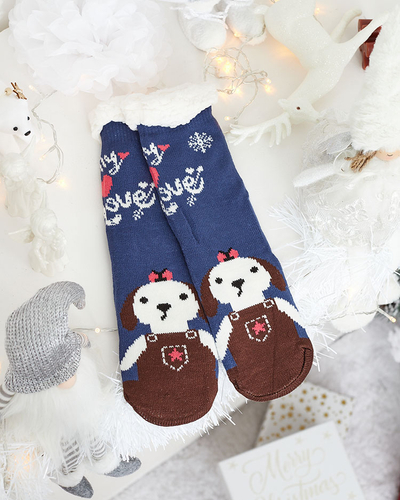 Red women's socks with Christmas pattern - Underwear