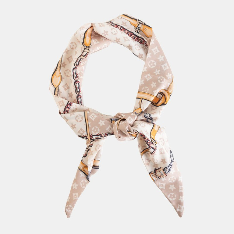 Patterned women's beige scarf - Accessories