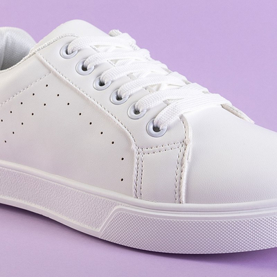 Women's white sports sneakers with a black inset Brasqe - Footwear