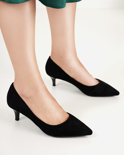 Black women's pumps on a low heel Ikerina - Footwear