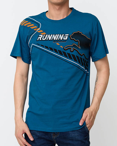 Men's turquoise print T-shirt - Clothing