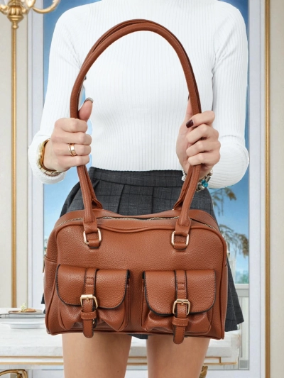 Dāmu shopper eko ādas rokassomiņa ar kabatām Aveline