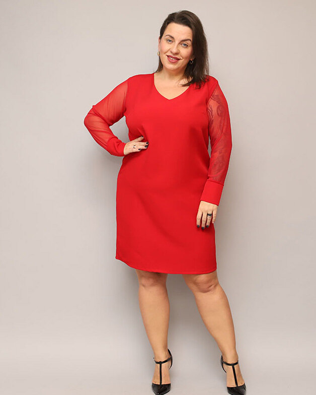 Spīdīga kleita līdz ceļgaliem zaļā krāsā PLUS SIZE- Apģērbi