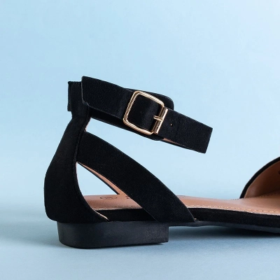 OUTLET Black women's ballerinas with flat heels Dilerma - Shoes