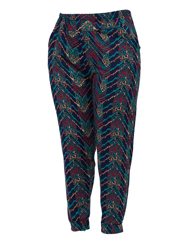 Patterned navy blue pants for women PLUS SIZE - Clothing