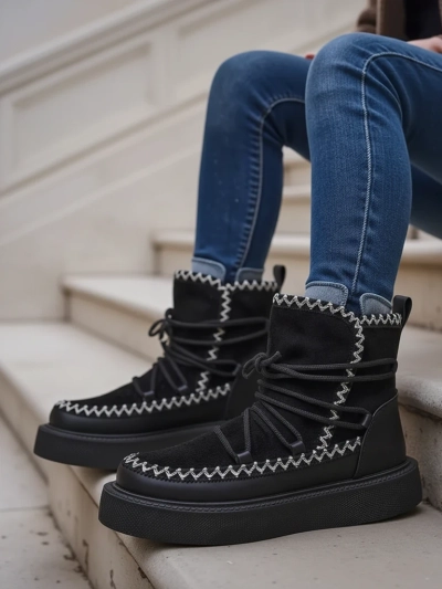 Royalfashion Women's Lace-Up Snow Boots Siozi