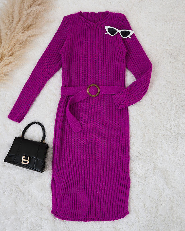 Royalfashion Purple women's sweater dress