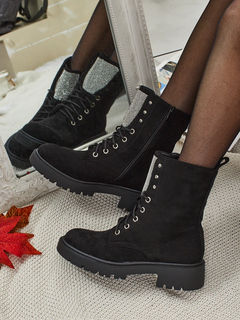 Eco-Suede Lace-Up Women's Ankle Boots Ferlyne