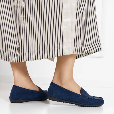 Navy blue women's eco-suede moccasins Teweri - Footwear