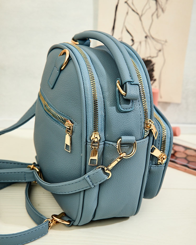 Royalfashion Small women's eco-leather backpack with teddy bear