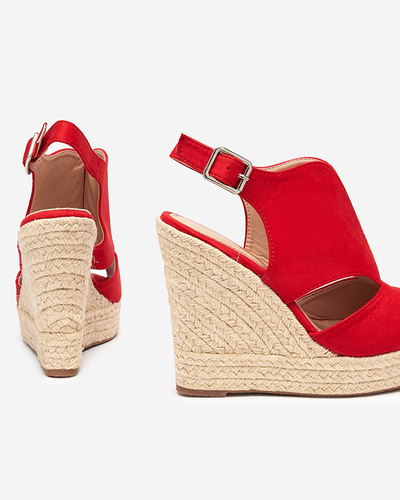 Sarkanas eko zamšādas sieviešu sandales Devof - Footwear