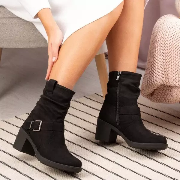 Black ankle boots on a high post Nusha - Footwear