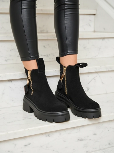 Royalfashion Eco suede women's boots in black Refaset