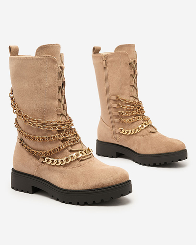 Royalfashion Sieviešu bagger zābaki gaiši brūnā krāsā Goserre