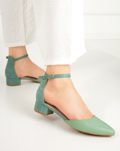 Green women's sandals on the lower post Areda - Footwear