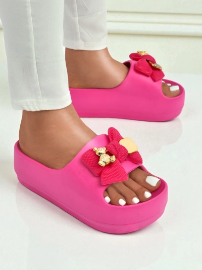 Royalfashion Women's rubber flip-flops with decorative bow Alday