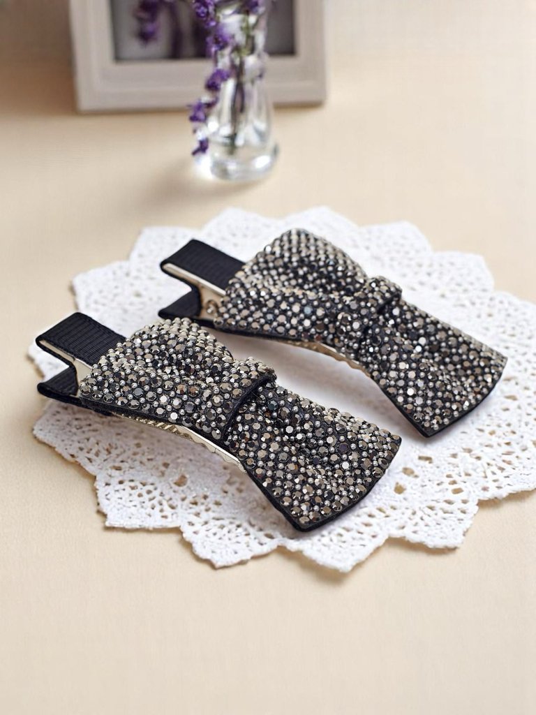 Royalfashion Set of 2 hair clips with bows and rhinestones Isadora