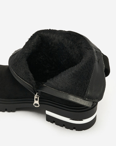 Royalfashion Black eco-suede boots with strap and zippers Redmisala