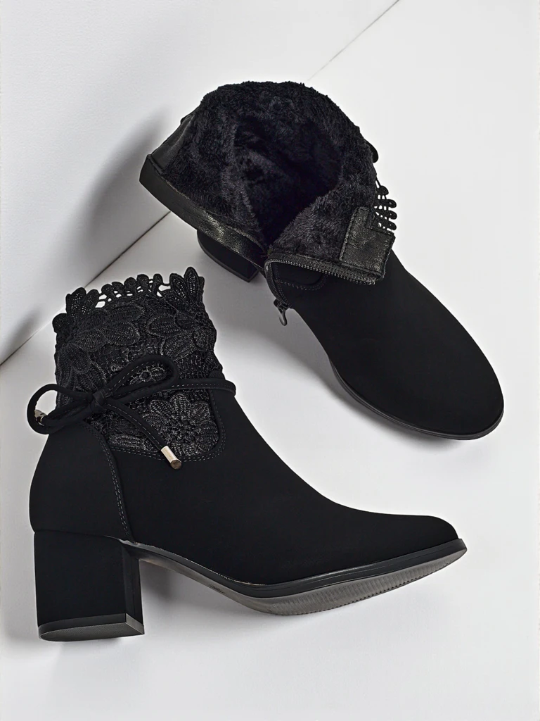 Diana Black Elegant Autumn Ankle Boots