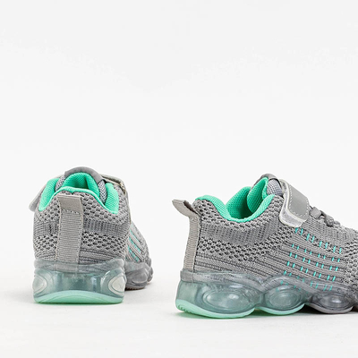 Pelēki bērnu sporta apavi ar piparmētru Dons elementiem - Apavi