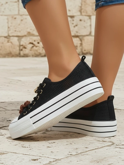 Royalfashion Women's perforated sneakers with decorations Osdo