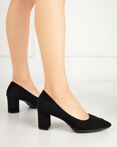 OUTLET Ladies' black openwork pumps on the Kalirso post - Footwear