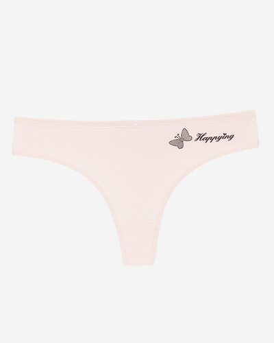 Classic cotton women's thongs in light pink color - Underwear