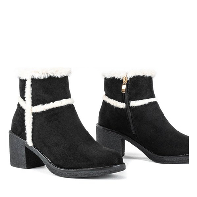Czarne zimowe botki na wyższym obcasie Fairi - Obuwie