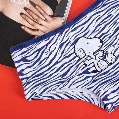 Women's navy blue patterned cotton panties with a doggy print - Clothing