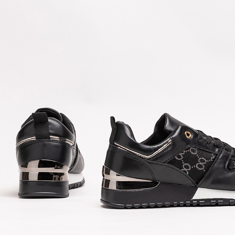 Black women's sports shoes with Engla print - Footwear