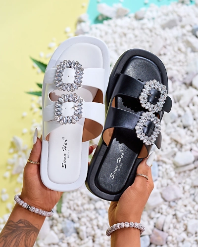 Ladies 'black slippers with crystals Azazel - Footwear