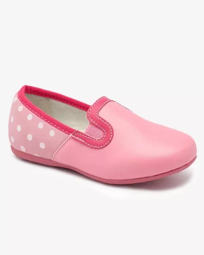 Pink girls' eco leather pea-print half shoes Rellme- Footwear