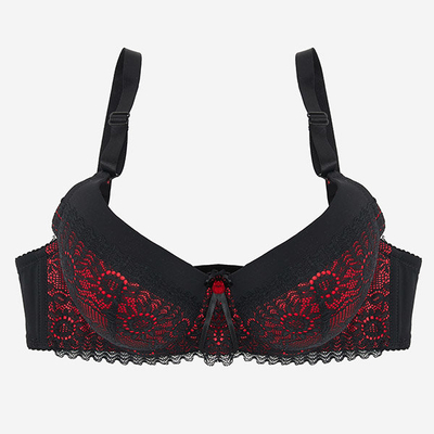 Black and red women's push-up lace bra - Lingerie