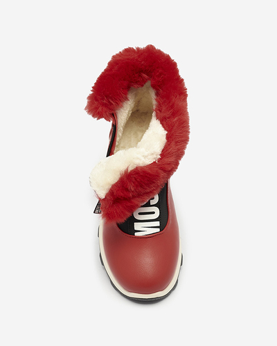 Red women's insulated boots with fur Scherr- Footwear