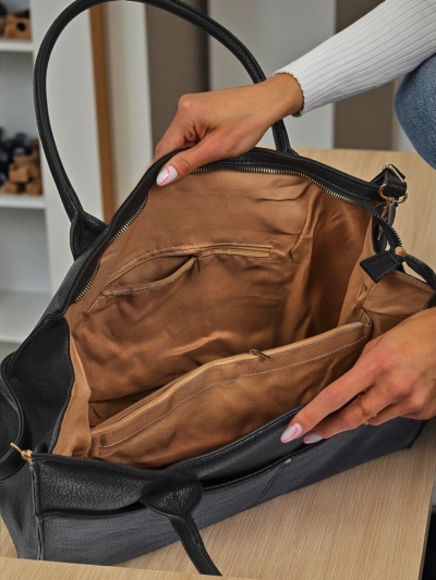 Torba białogłowskô Aristea Nero czôrnô skóra ekologicznô 41x31 elegantnô