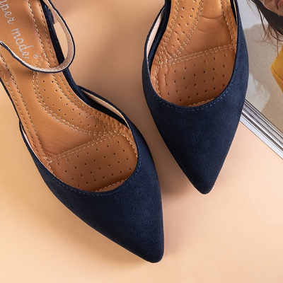 Navy blue women's sandals on the post by Rumil - Footwear