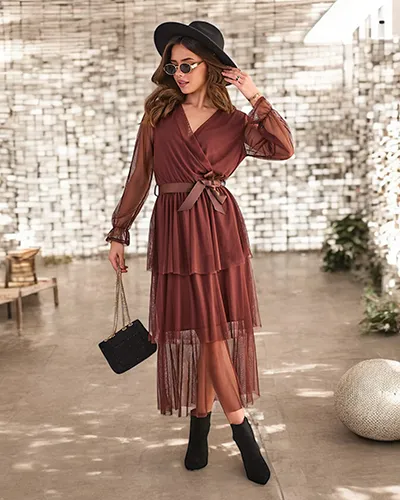 Женское длинное платье Royalfashion с оборками