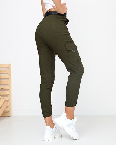 Green insulated cargo pants with pockets - Clothing
