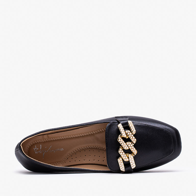 Черные женские лоферы с украшением Krelizo