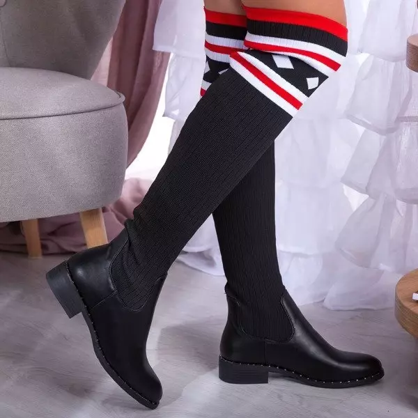 OUTLET Black boots a'la flat sock Salvia- Shoes