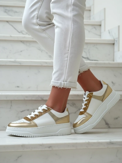 Bella Glamour Złoty Sneakers Damskie