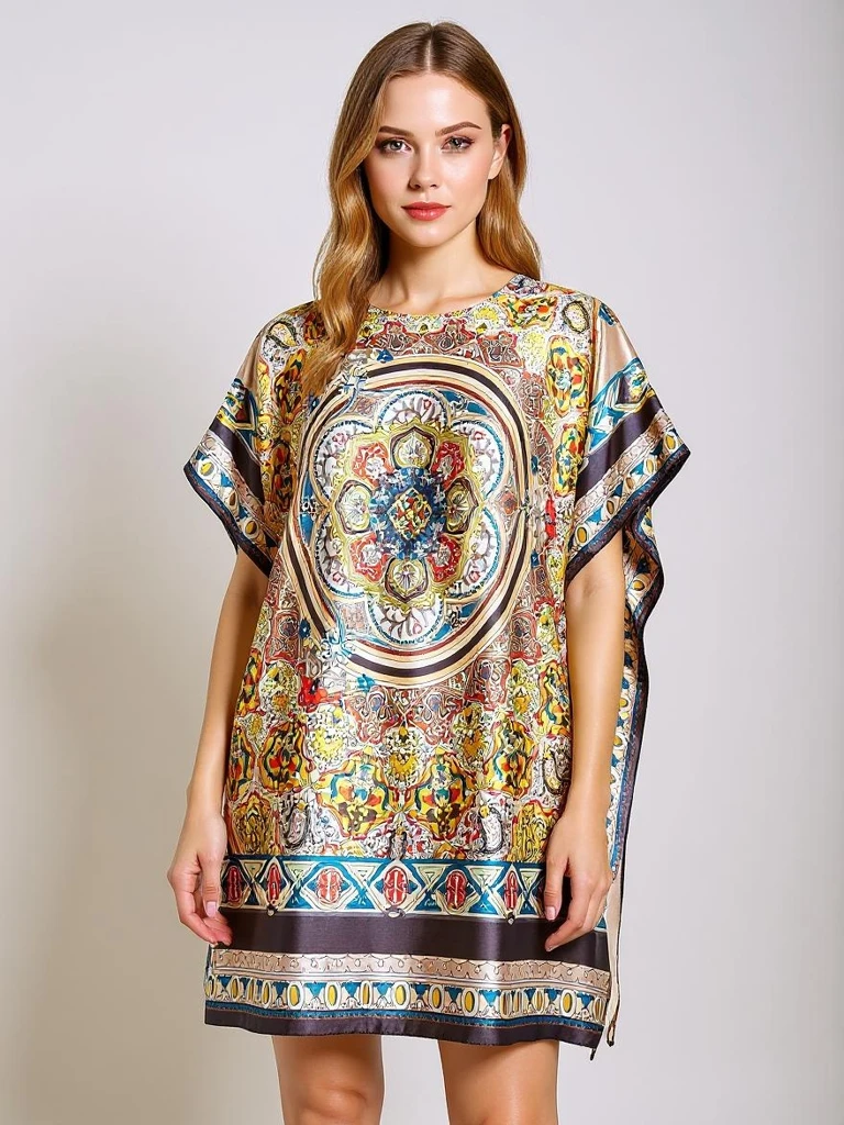 Royalfashion Calista pareo dress – multi-colored knee-length, polyester