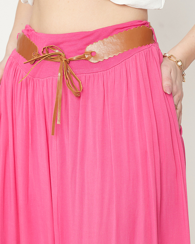 Ladies' fuchsia midi skirt - Clothing