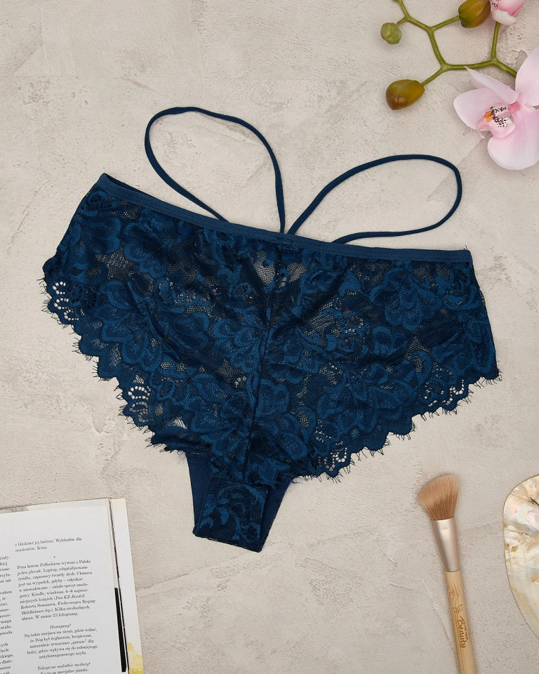 Royalfashion Women's lace bra briefs in navy blue