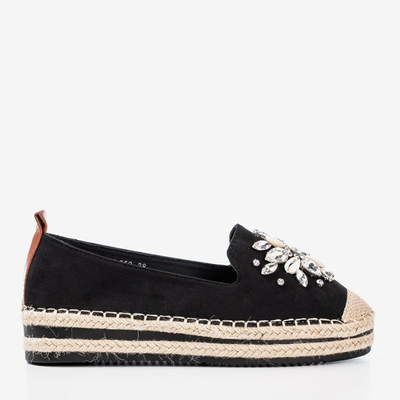 Black espadrilles on a platform with crystals Mraque - Footwear 1