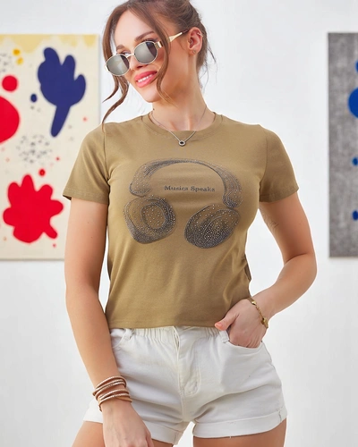 Royalfashion Women's cotton t-shirt with Music Speaking print