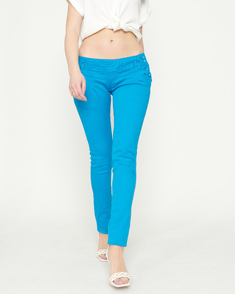 Blue fabric women's low waist trousers - Clothing