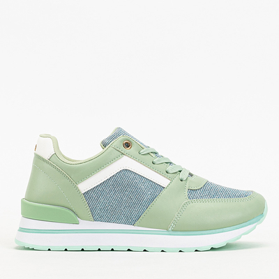 Green women's sports sneakers with glitter Berilan - Footwear