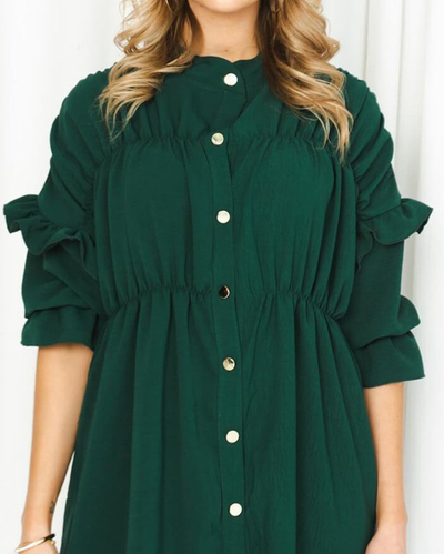 Women's short dark green dress - Clothing