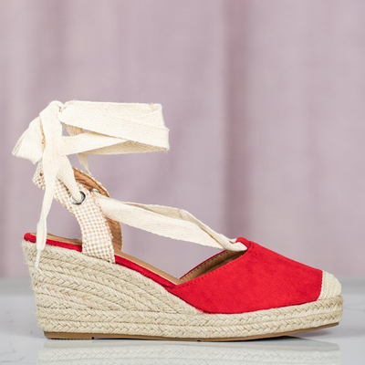 Red espadrilles on a wedge with Margaretta binding - Footwear 1